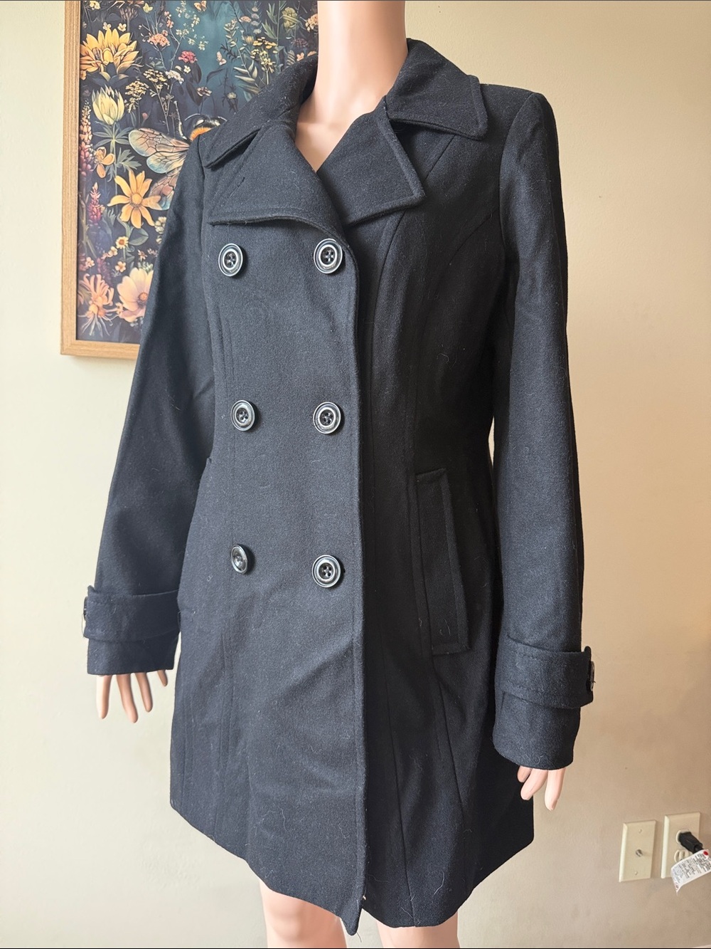 croft & barrow Black Double-Breasted Peacoat